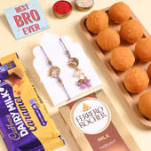 Lilac Bhai Bhabhi Rakhis With Sweet Treats