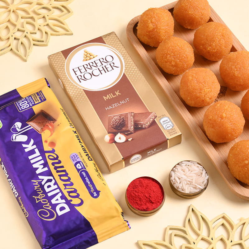 Lilac Bhaiya Bhabhi Rakhis With Sweet Treats