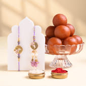 Lilac Charm Bhaiya Bhabhi Rakhi With Gulab Jamun