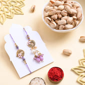Lilac Charm Bhaiya Bhabhi Rakhi With Pistachios