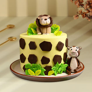 Lion And Monkey Jungle Cake