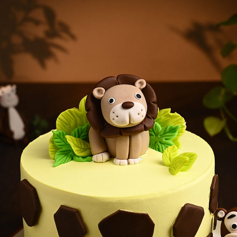 Top View of Lion And Monkey Jungle Cake