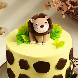 Top View of Lion And Monkey Jungle Cake
