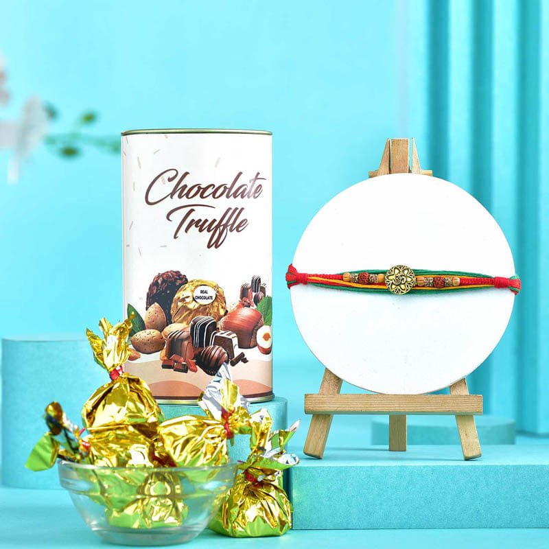 Lion Charm Rakhi N Handmade Choco Truffles