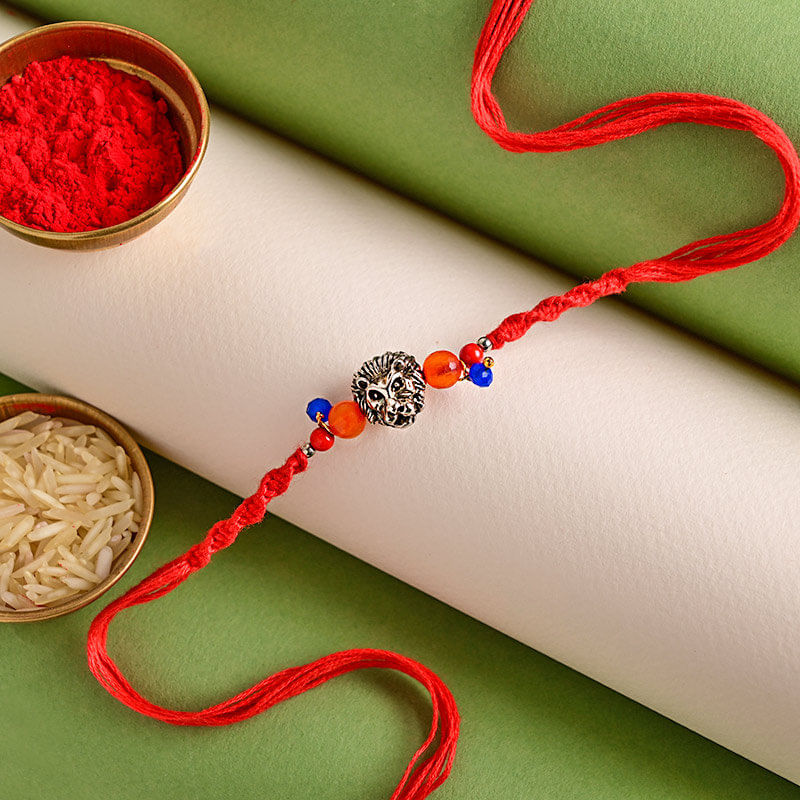 Lion Head Silver Rakhi