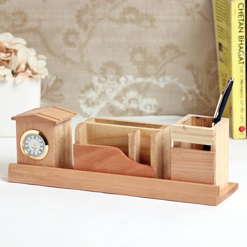 Little Wooden Cottage Desk Organiser