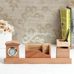 Little Wooden Cottage Desk Organiser