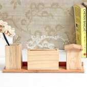 wooden cottage desk organiser online gift