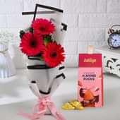 Lively Pink Gerberas N Choco Crunch Combo