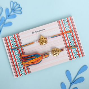 Golden Ganesha Bhaiya Bhabhi Rakhis