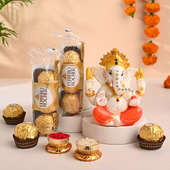 Lord Ganesha Idol N Ferrero Rocher Duo Combo-Australia