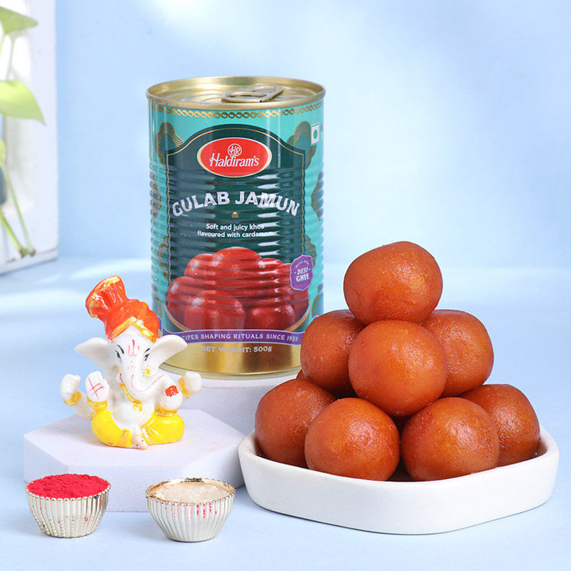 Lord Ganesha Idol N Gulab Jamun Combo