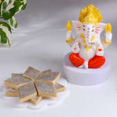 Lord Ganesha Idol N Kaju Katli Combo