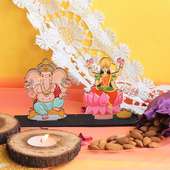 Lord Ganesha Laxmi Ji Idols With Almonds N Candles