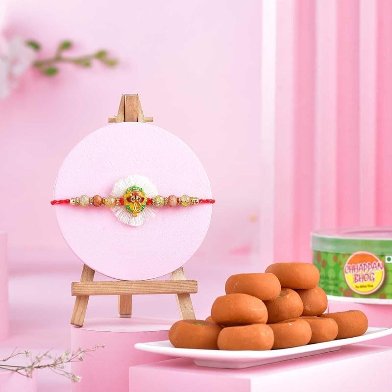 Lord Ganesha Rakhi N Kesar Peda Combo