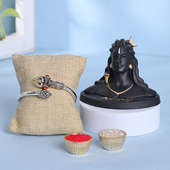 Lord Shiva Kada Rakhi with Adiyogi Combo