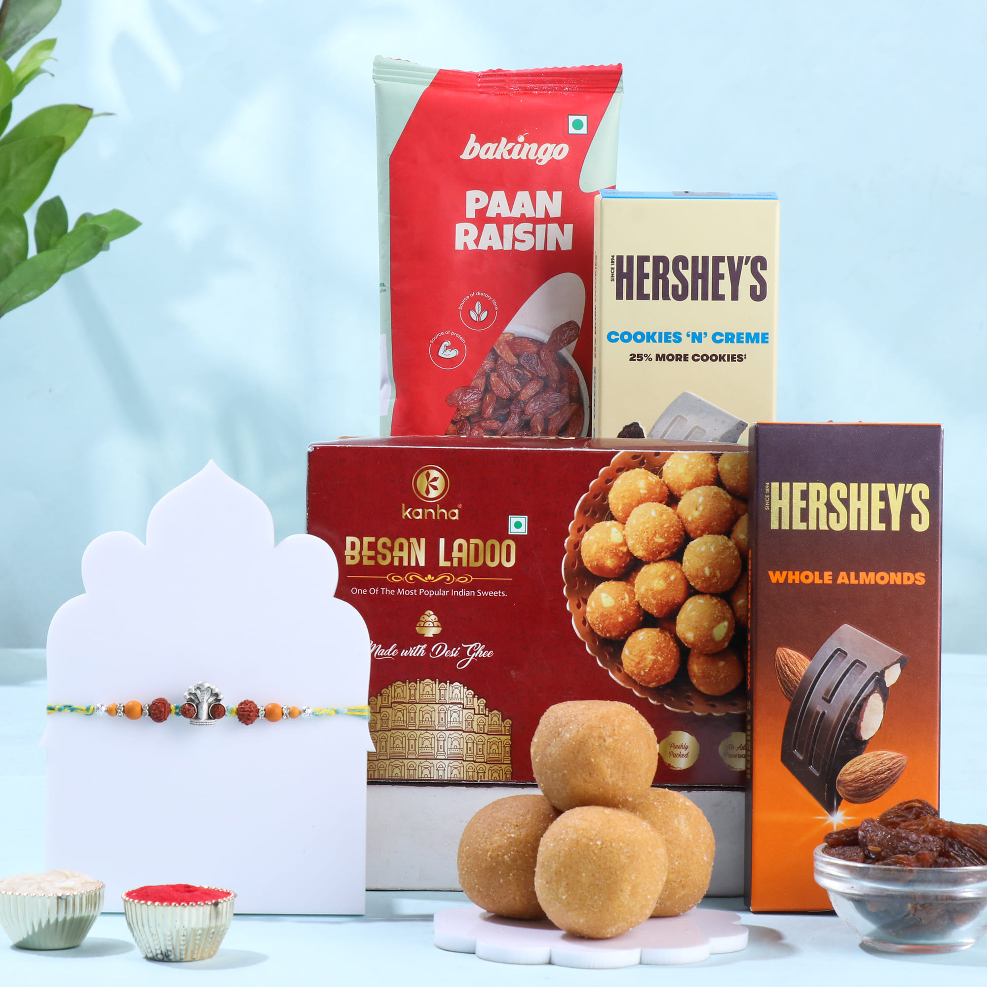 Lord Shiva Rudraksha Rakhi With Sweet Treats