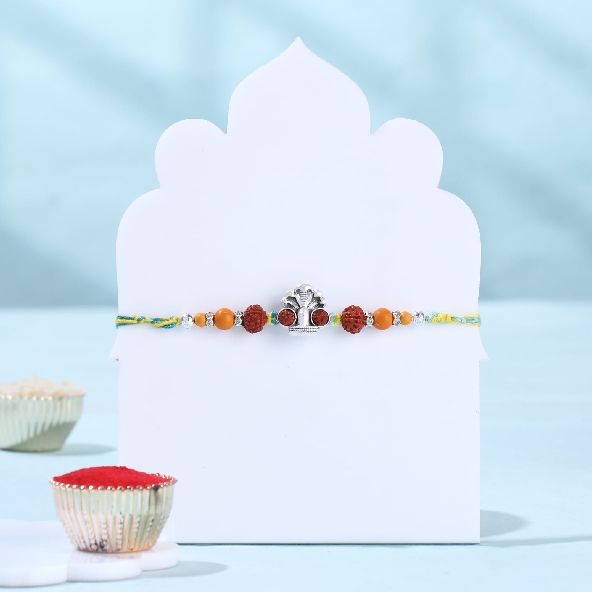 Lord Shiva Rudraksha Rakhi With Sweet Treats