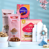 Lotus Bloom Bhai Bhabhi Rakhi With Festive Treats