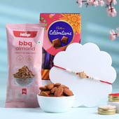 Lotus Charm Rakhi With BBQ Almonds N Choco Box