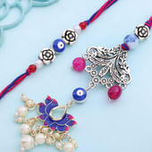 Lotus Evil Eye Bhai Bhabhi Rakhi Set