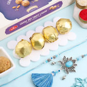 Lotus Motifs Bhai Bhabhi Rakhi With Sweets
