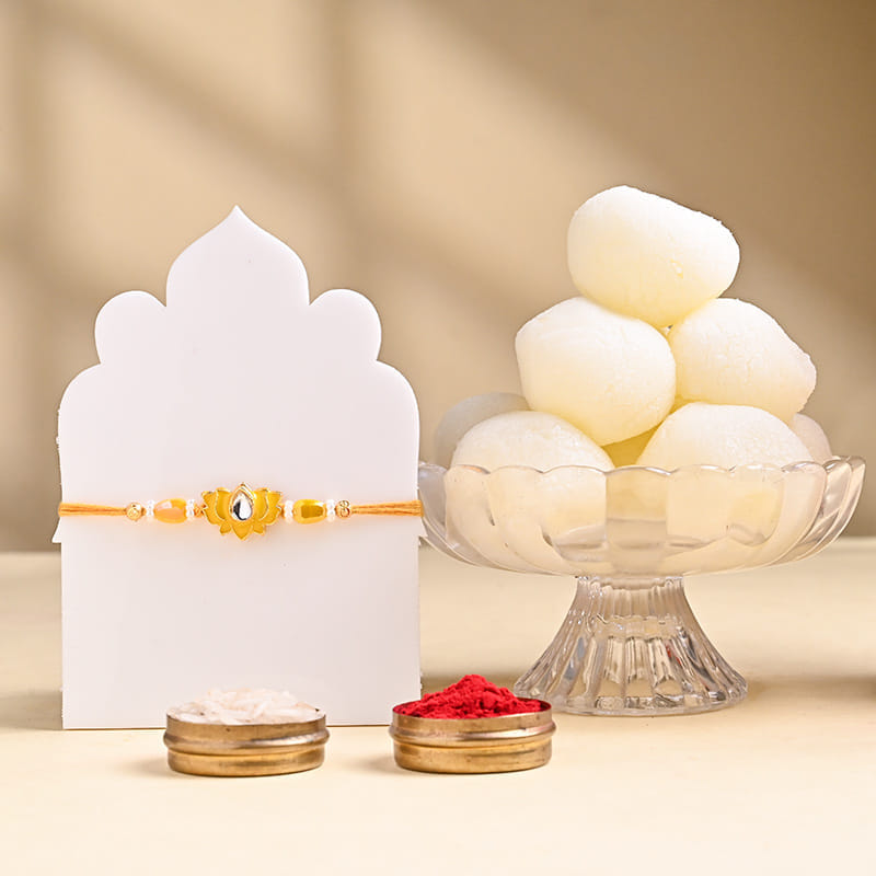 Lotus Rakhi N Rasgulla Combo