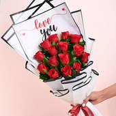 Bouquet of 15 Red Rose for Valentine's Day