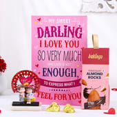 Love Card With Showpiece N Chocolates