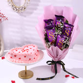 Love Chocolate Cake With Dairy Milk Silk Bouquet