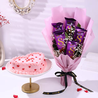 Love Chocolate Cake With Dairy Milk Silk Bouquet