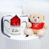Love Confession With Red Roses N Teddy