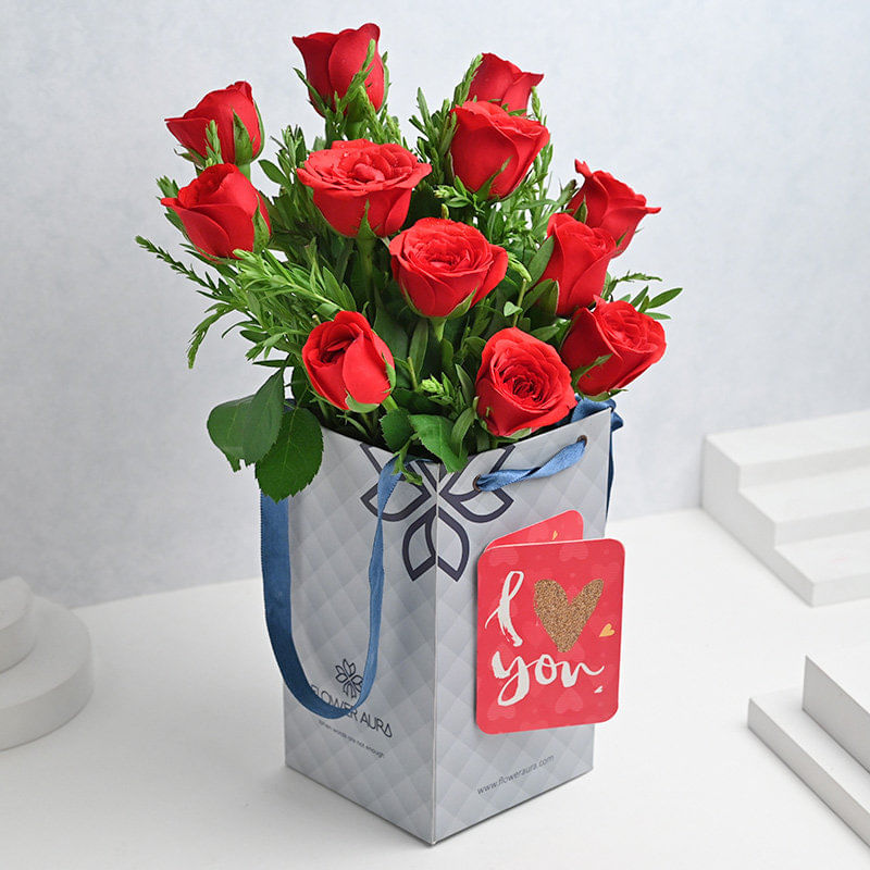 Love Expression In Floral Poetry: Bunch of 12 Red Roses