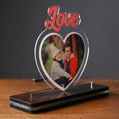 Personalised Love Heart Led Photo Frame- side view