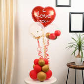 Love In The Air Balloons: Red and Gold balloon bouquet