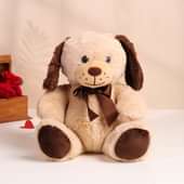 Love N Cuddles Rosy Duo: 15 Red Roses with 12 Inch Dog Teddy