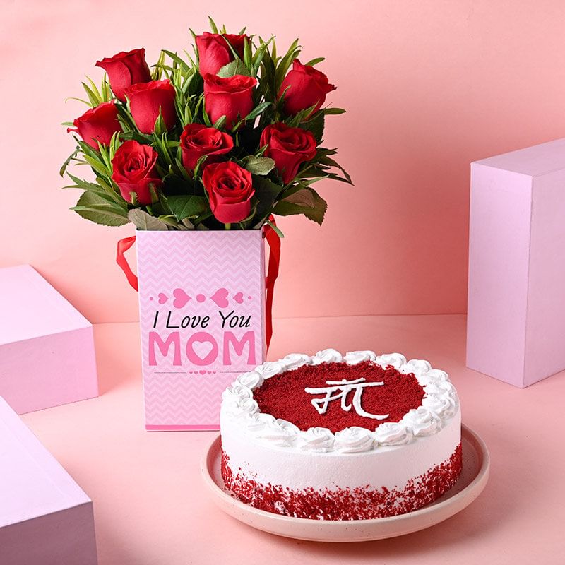 Flowers N Cake Combo For Mom