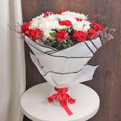 Love Peace Arrangement - Red Carnations and White Daisy