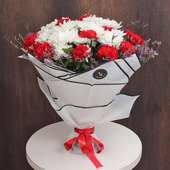 Love Peace Arrangement - Red Carnations and White Daisy(side)