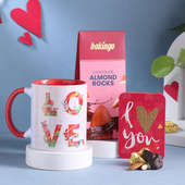 Love Personalised Mug With Almond Choco Rocks N Card
