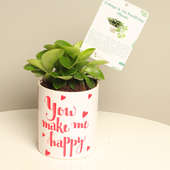 Send Peperomia Plant With Personalised Vase Online 