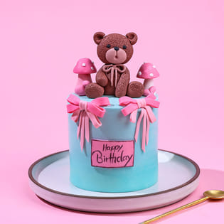 Love Ribbon Teddy Day Cake