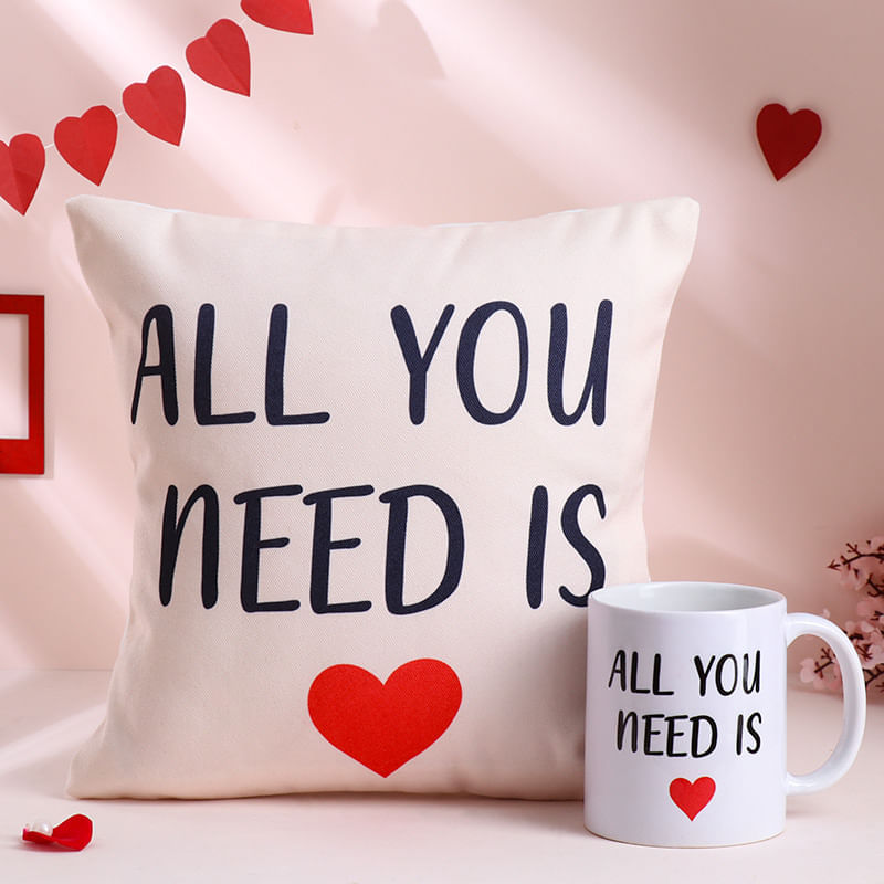 Love Themed Cushion N Mug Set