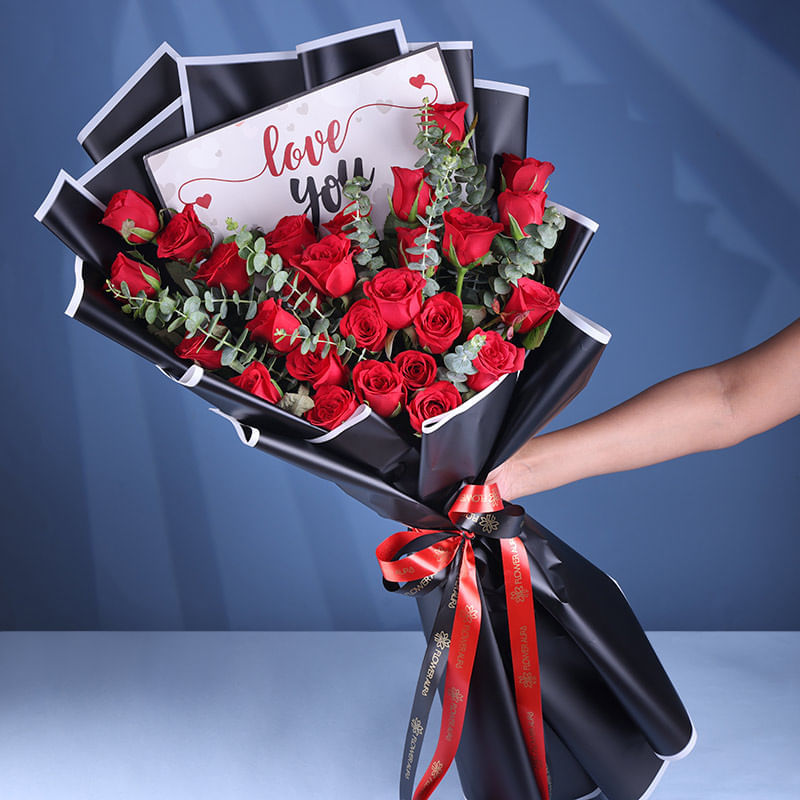 Love Wrapped In Scarlet Roses