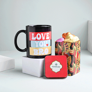 Love You Bro Mug N Heart Shape Handmade Chocolates
