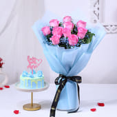 Love You Choco Cake With Pink Roses