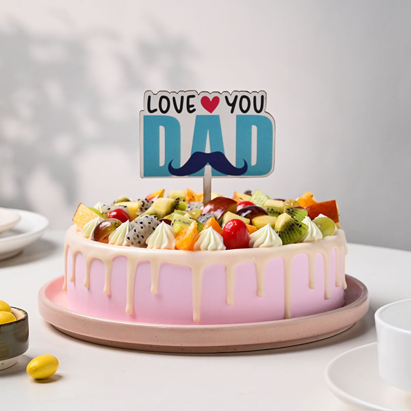 Love You Dad Baby Pink Fruit Cake