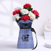 Love You Dad Box Dark Pink And White Carnations In Best Dad Box