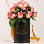 Love You Mom Balloon Bouquet With 20 Pink Roses In Black Box
