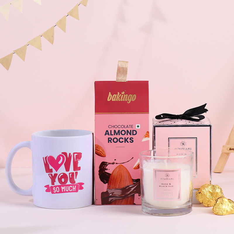 Love You Mug Treats N Candle Hamper